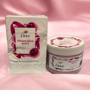 🇺🇸NEW Limited Edition Dove Frosted Plum Berry Beauty Bars and Body Scrub